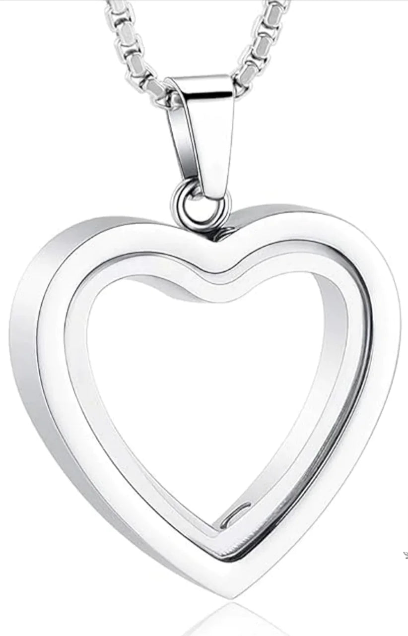 Heartfelt Remembrance: Stainless Steel Heart-Shaped Cremation Pendant WEM Support (www.WEM.support)
