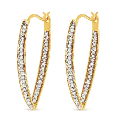 14K Yellow Gold 1/2 Cttw Diamond Inside Out Hoop Earrings for Women (I-J Color, I2-I3 Clarity) WEM Support (www.WEM.support)