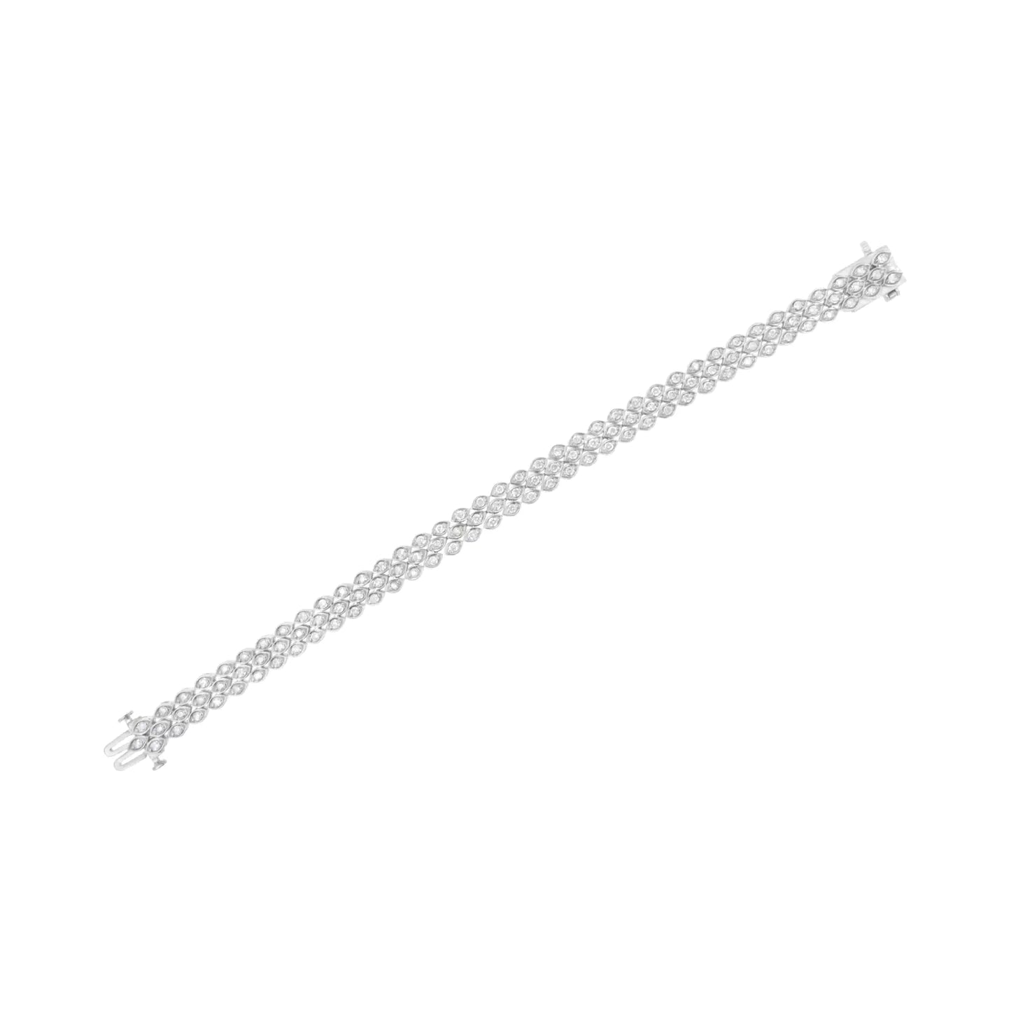 .925 Sterling Silver 3.0 Cttw Diamond Pave-Set Marquise Shaped Banded Link Bracelet (I-J Color, I2-I3 Clarity) - 7-1/4" WEM Support (www.WEM.support)