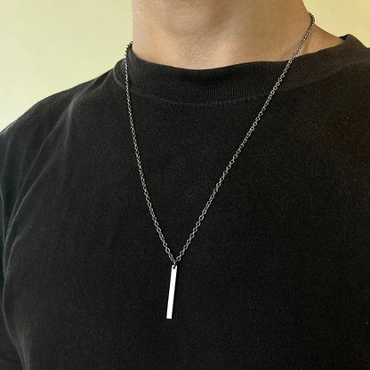 Long Chain Rectangular Pendant Necklace WEM Support (www.WEM.support)
