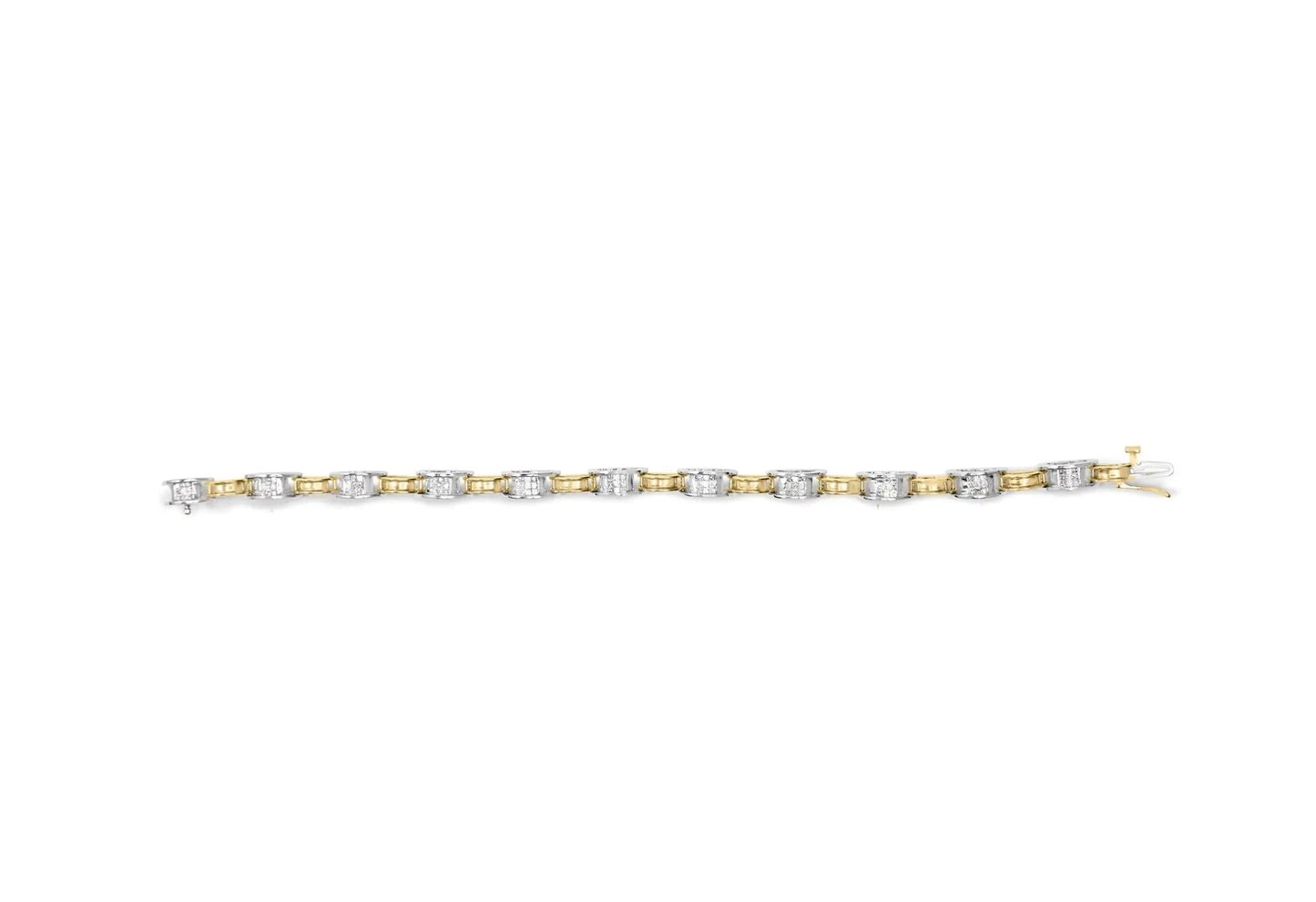 14K Two-Tone Gold 1.00 Cttw Princess-Cut Diamond Chain Link 7" Bracelet (H-I Color, SI1-SI2 Clarity) WEM Support (www.WEM.support)