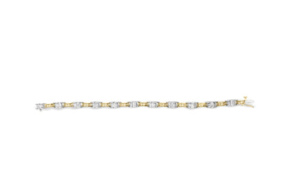 14K Two-Tone Gold 1.00 Cttw Princess-Cut Diamond Chain Link 7" Bracelet (H-I Color, SI1-SI2 Clarity) WEM Support (www.WEM.support)