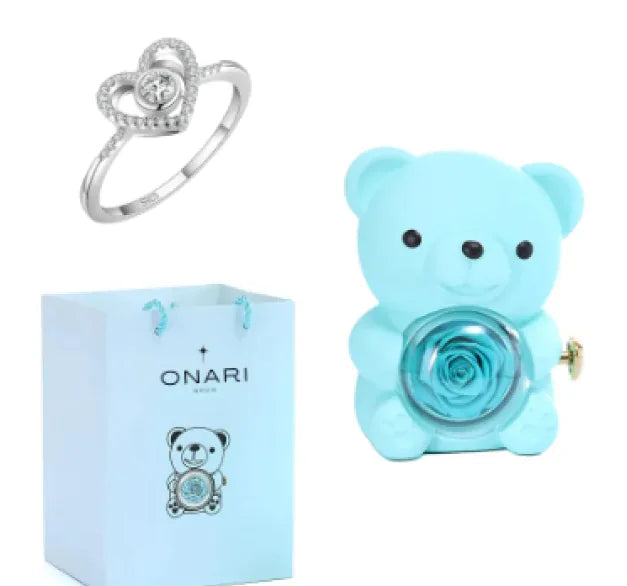 Eternal Rose Teddy Bear Jewelry Box & Necklace WEM Support (www.WEM.support)
