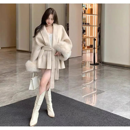 Fox Fur Elegant Double-sided Cashmere Coat WEM Support (www.WEM.support)