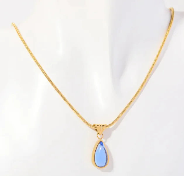 Blue Ocean Water Drop Necklace WEM Support (www.WEM.support)