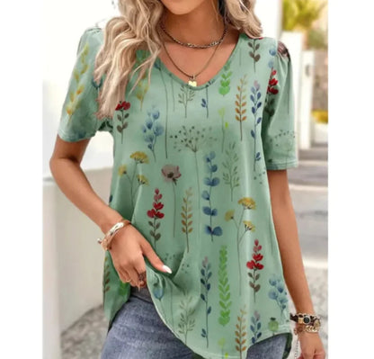 Women's Summer V-Neck Casual Top WEM Support (www.WEM.support)