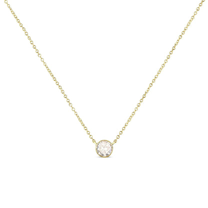 10K Yellow Gold 1.0 Cttw Round Brilliant-Cut Diamond Modern Bezel-Set Solitaire Adjustable 16"-18" Pendant Necklace (K-L Color, SI2-I1 Clarity) WEM Support (www.WEM.support)