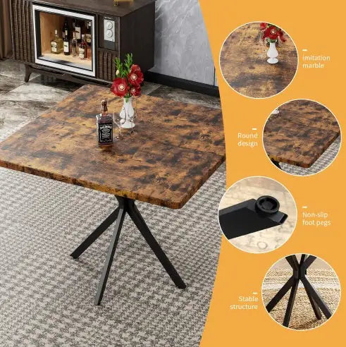 Square Dining Table, Mid Century Modern Square Dining Table For 4-6 Person, Coffee Table For Kitchen Dining Room, Office, Save Space WEM Support (www.WEM.support)