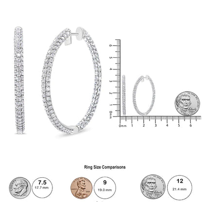14K White Gold 3 1/2 Cttw Lab Grown Pave Set Diamond Eternity Inside Out Hoop Earrings  (G-H Color, SI1-SI2 Clarity) WEM Support (www.WEM.support)