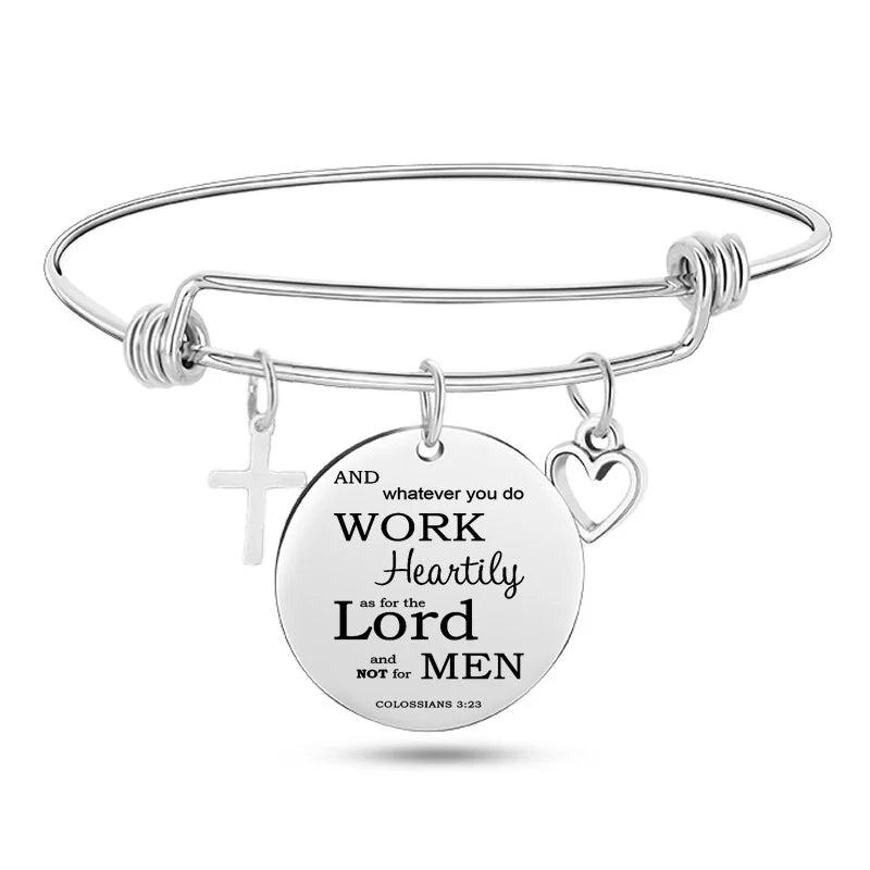 Stainless Steel Christian Charm Bracelet WEM Support (www.WEM.support)