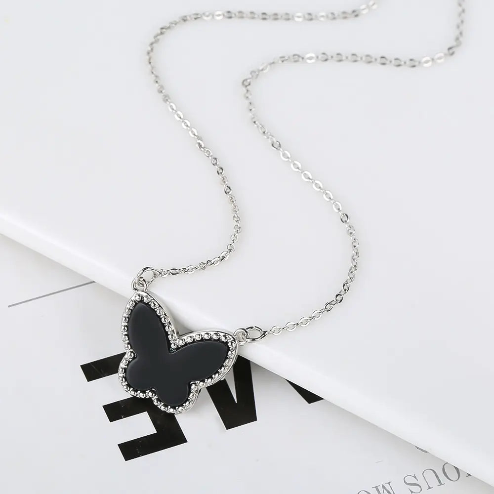 Butterfly Silver-Plated Pendant Necklace WEM Support (www.WEM.support)