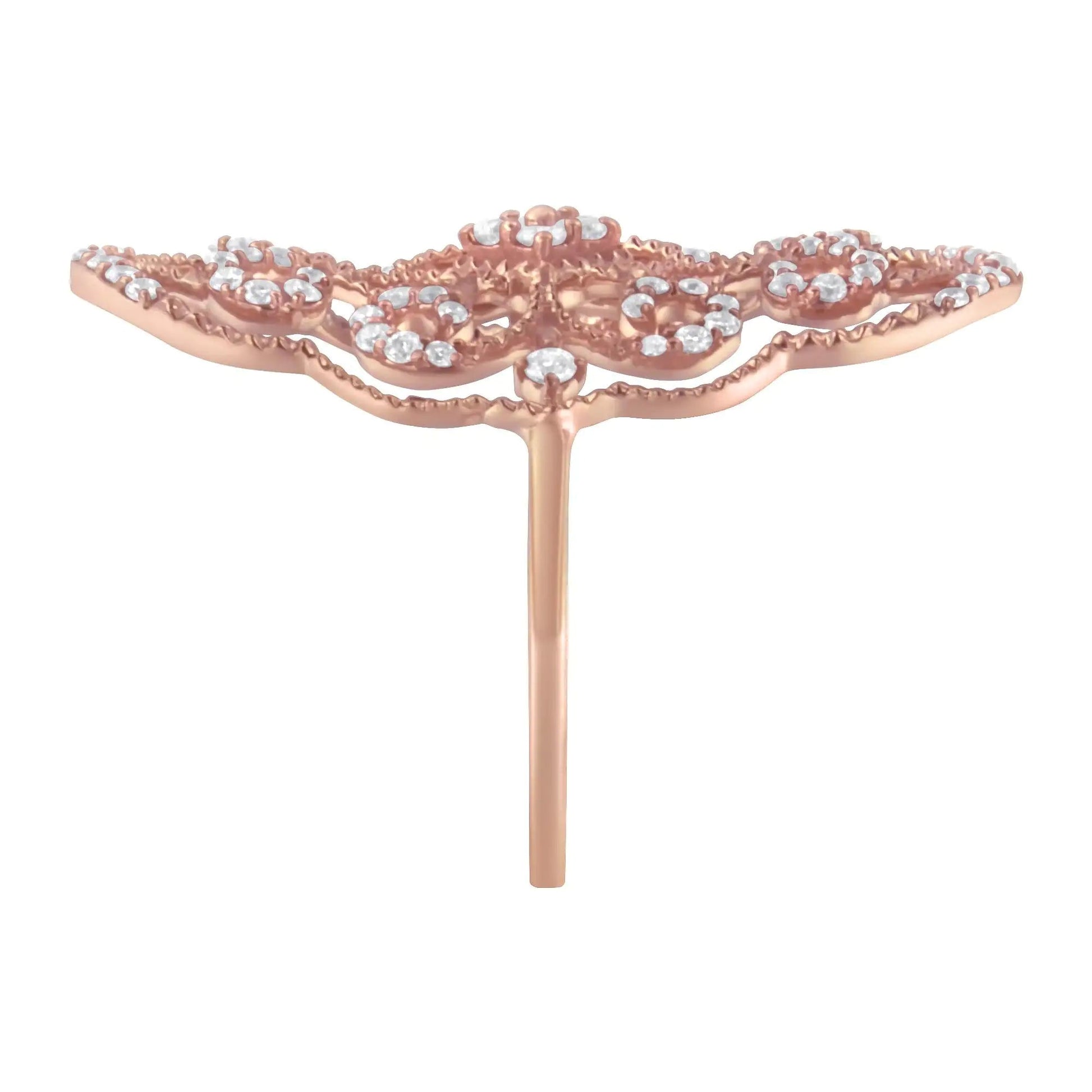 10KT Rose Gold Diamond Cocktail Ring (1/2 cttw, H-I Color, I1-I2 Clarity) WEM Support (www.WEM.support)