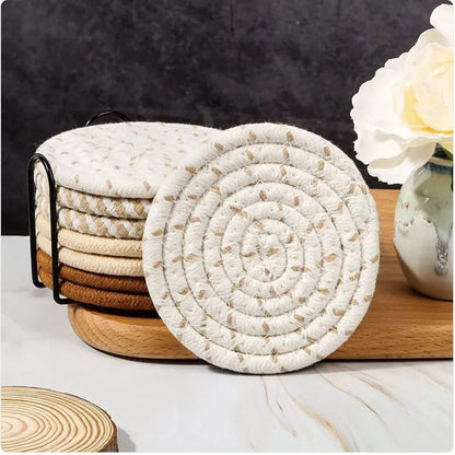 Hand-Woven Cotton Linen Heat-Resistant Table Mat & Coaster HejK.com