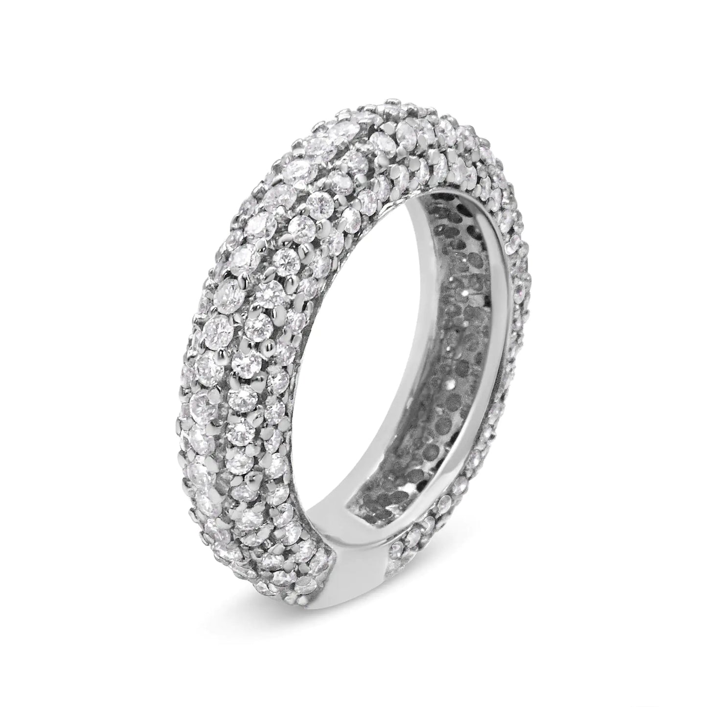 14K White Gold 2 1/2 Cttw Round-Cut Diamond Cluster Band Ring (H-I Color, SI1-SI2 Clarity) WEM Support (www.WEM.support)
