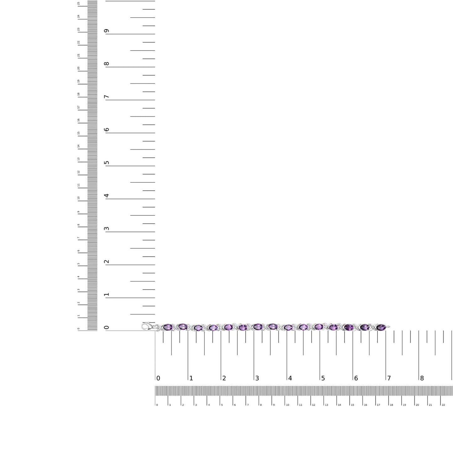 .925 Sterling Silver 7x5mm Oval Amethyst and Diamond Accent X-Link Bracelet (H-I Color, SI1-SI2 Clarity)  - Size 7" WEM Support (www.WEM.support)