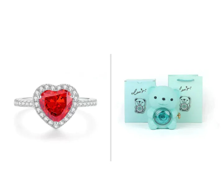 Eternal Rose Teddy Bear Gift Box with Necklace