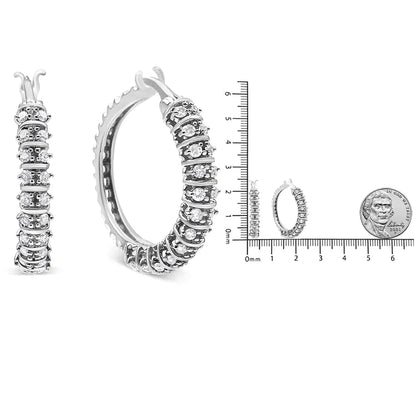 10K White Gold 1/2 Cttw Lab Grown Round Diamond 2 Row Semi Eternity Hoop Earrings (G-H Color, SI1-SI2 Clarity) WEM Support (www.WEM.support)