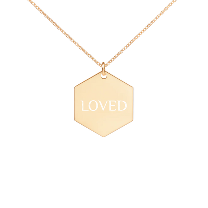 Sterling Silver Loved Hexagon Necklace WEM Support (www.WEM.support)