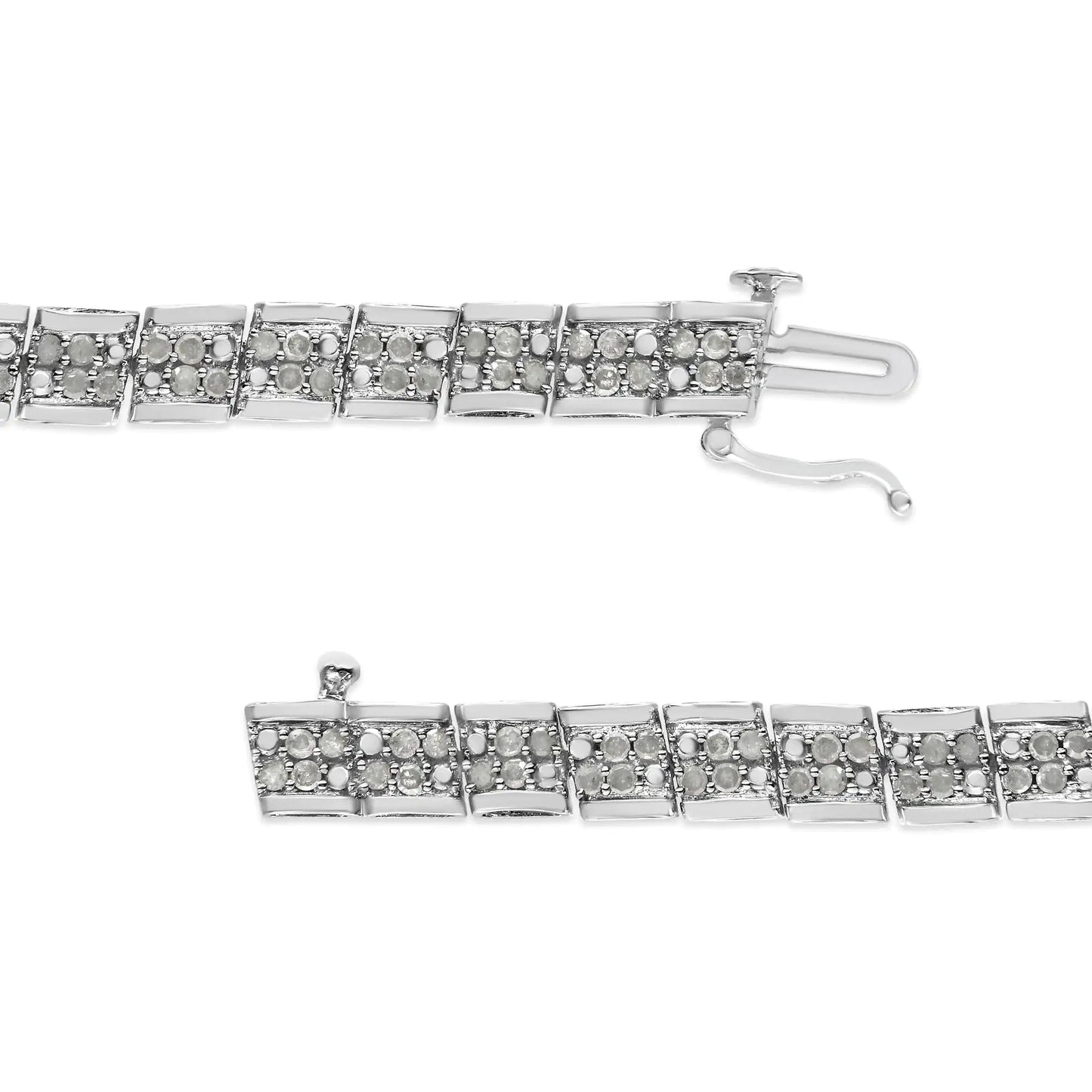 .925 Sterling Silver 2.0 Cttw Diamond 7" Round Miracle Plate Link Bracelet (I-J Color, I2-I3 Clarity) WEM Support (www.WEM.support)