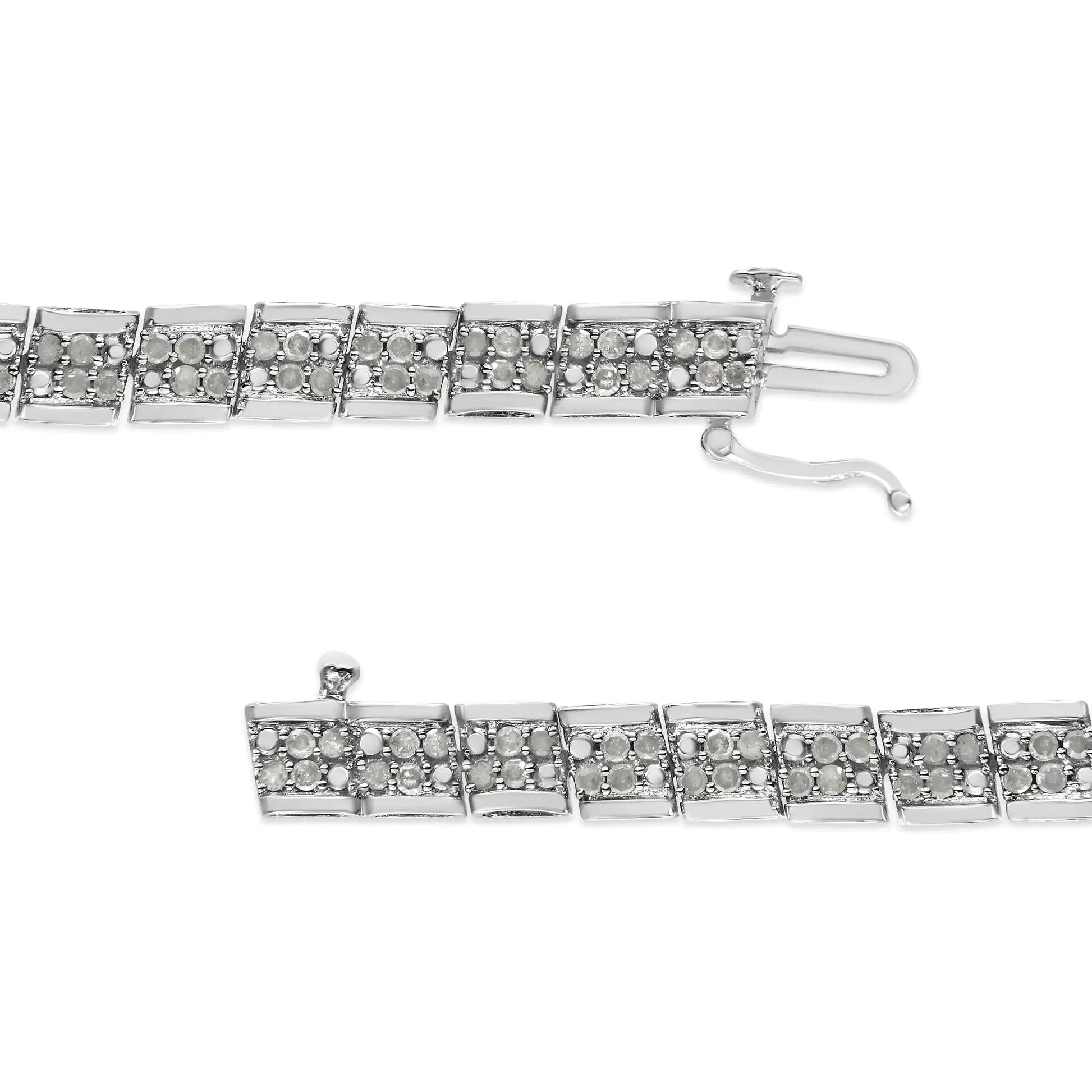 .925 Sterling Silver 2.0 Cttw Diamond 7" Round Miracle Plate Link Bracelet (I-J Color, I2-I3 Clarity) WEM Support (www.WEM.support)
