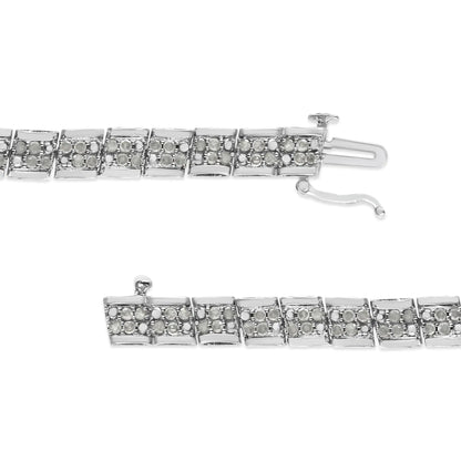 .925 Sterling Silver 2.0 Cttw Diamond 7" Round Miracle Plate Link Bracelet (I-J Color, I2-I3 Clarity) WEM Support (www.WEM.support)
