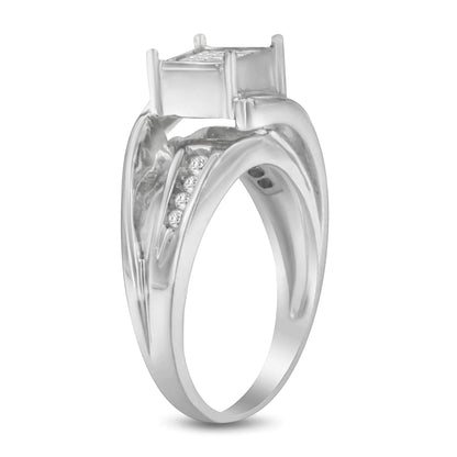 10K White Gold 1/3 Cttw Invisible Set Princess-cut Diamond Cluster Bypass Ring (H-I Color, SI1-SI2 Clarity) WEM Support (www.WEM.support)