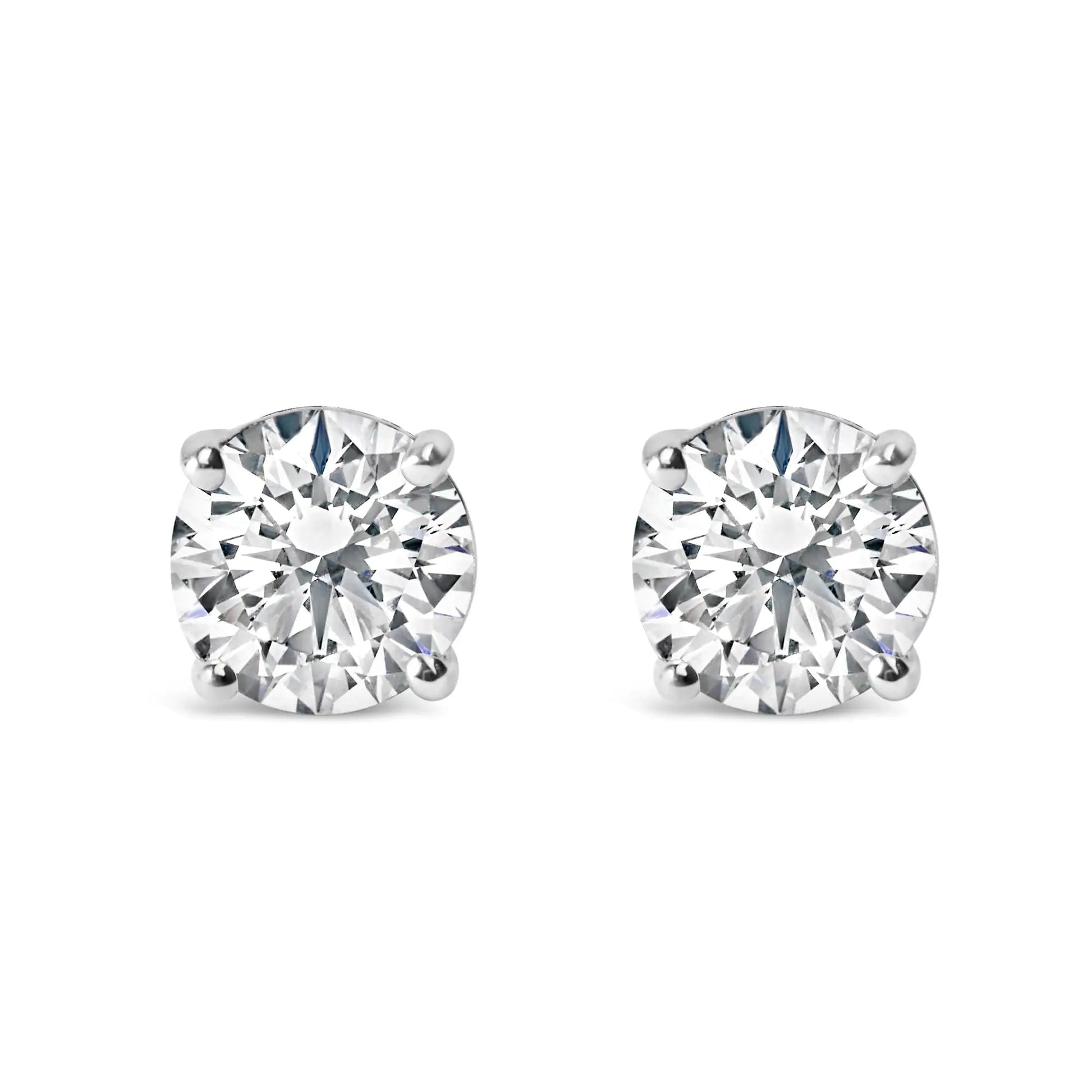 14K Gold 1.0 Carat Round Brilliant Cut Lab Grown White Diamond 4-Prong Classic Solitaire Stud Earrings WEM Support (www.WEM.support)