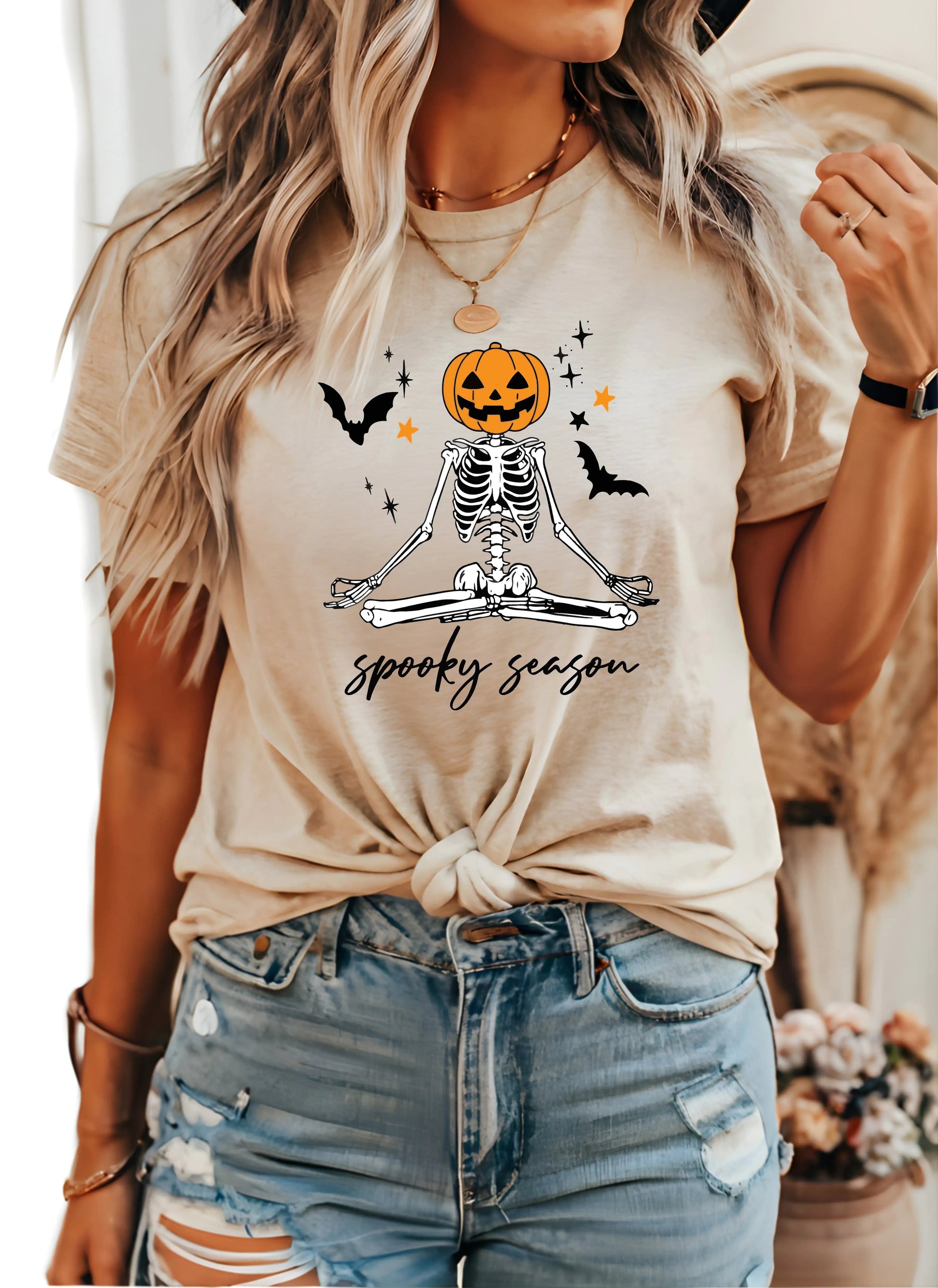 Spooky Season Shirt, Spooky Pumpkin Shirt, Halloween Skeleton Shirt WEM Support (www.WEM.support)