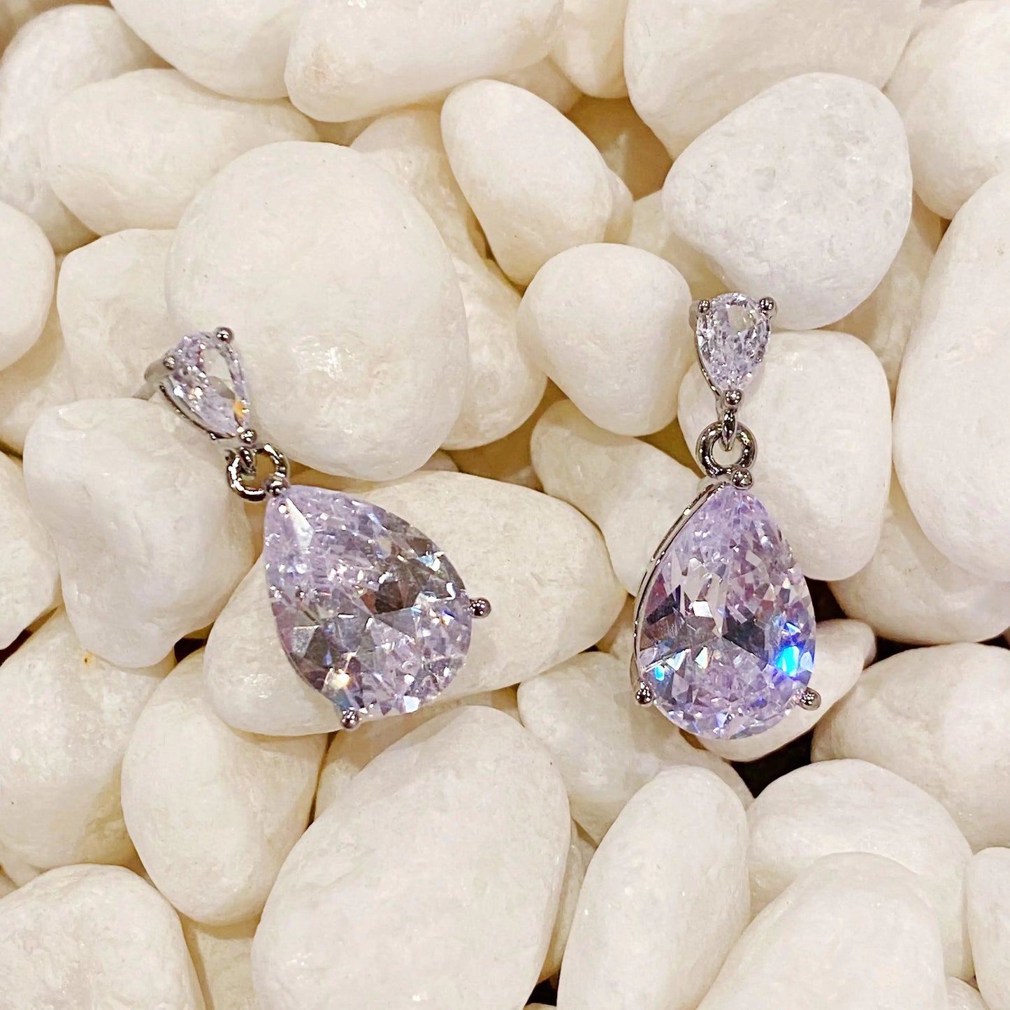 Crystal Clear Teardrop Earrings WEM Support (www.WEM.support)