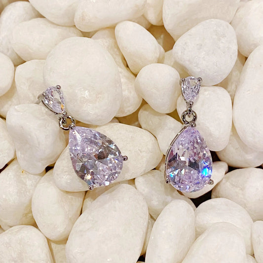 Crystal Clear Teardrop Earrings WEM Support (www.WEM.support)