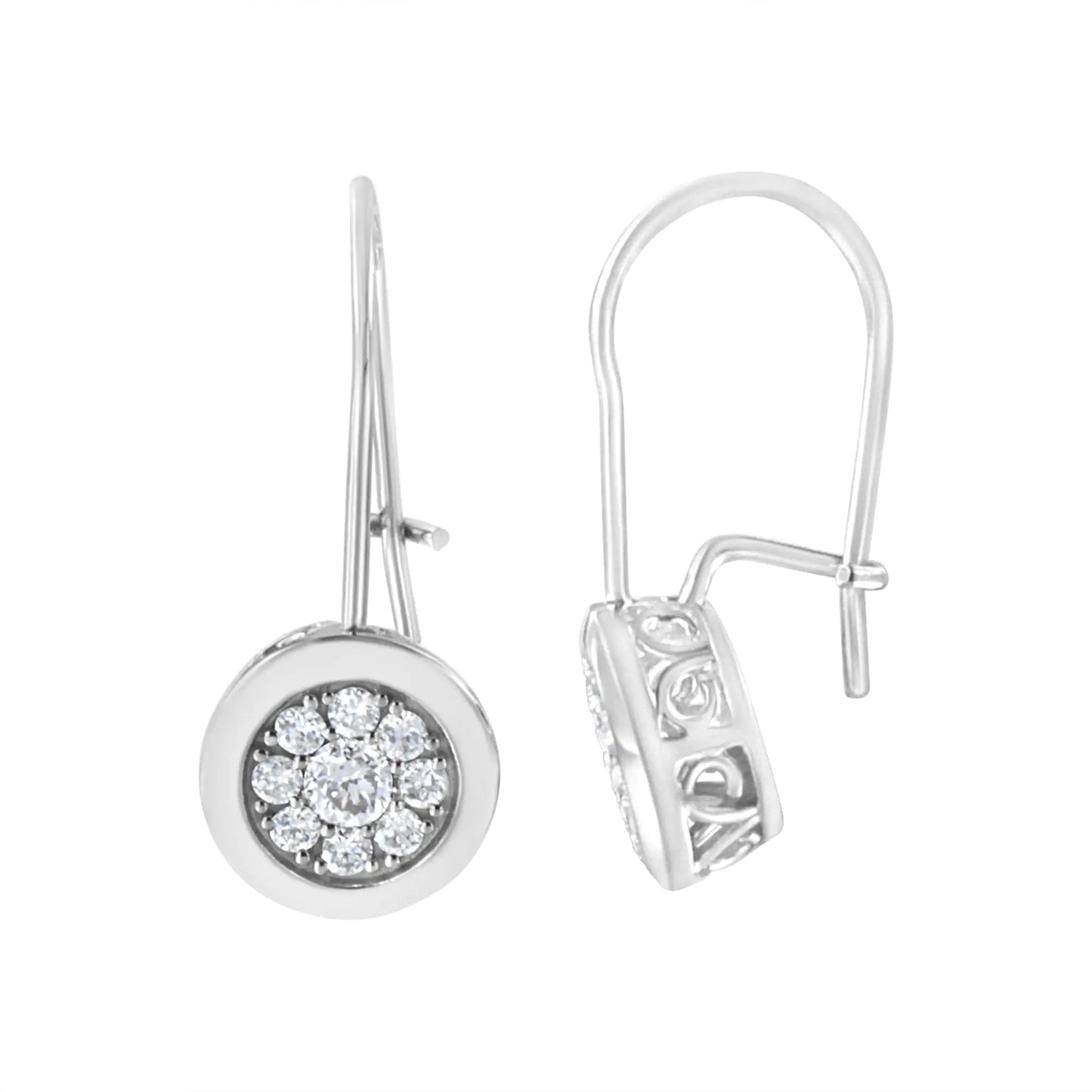 .925 Sterling Silver 5/8 cttw Lab Grown Diamond Cluster Earring (F-G Color, VS2-SI1 Clarity) WEM Support (www.WEM.support)