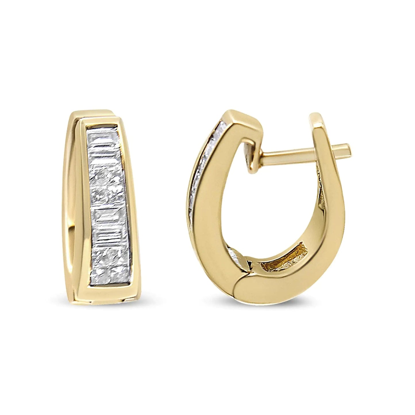 14K Yellow Gold 1 cttw Baguette and Princess Cut Diamond Earrings (H-I, VS1-VS2) WEM Support (www.WEM.support)