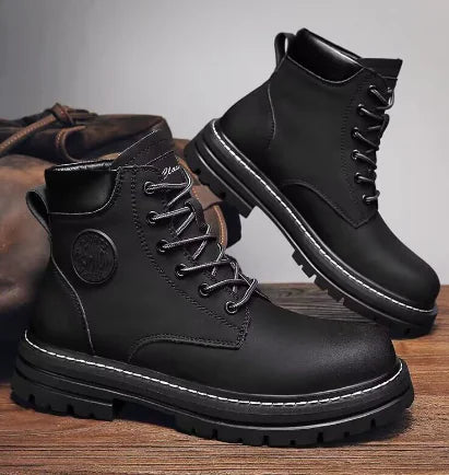 Men's British Style Short Leather Boots for Leisure