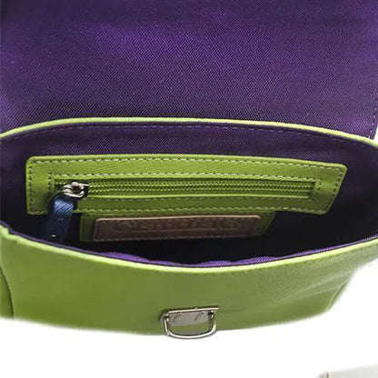 Tiny Leather Handbag -Blue/Lime (Option 1) WEM Support (www.WEM.support)