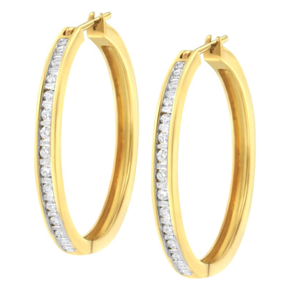 10K Yellow Gold 1/2 cttw Channel Set Hoop Earrings (H-I Clarity, SI2-I1 Color) WEM Support (www.WEM.support)