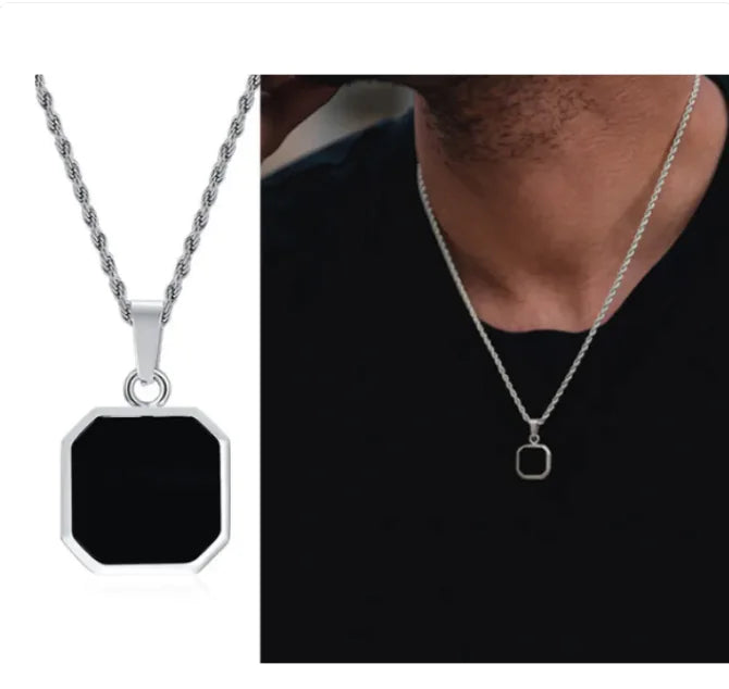 Eclipse Square Stainless Steel Pendant Necklace WEM Support (www.WEM.support)