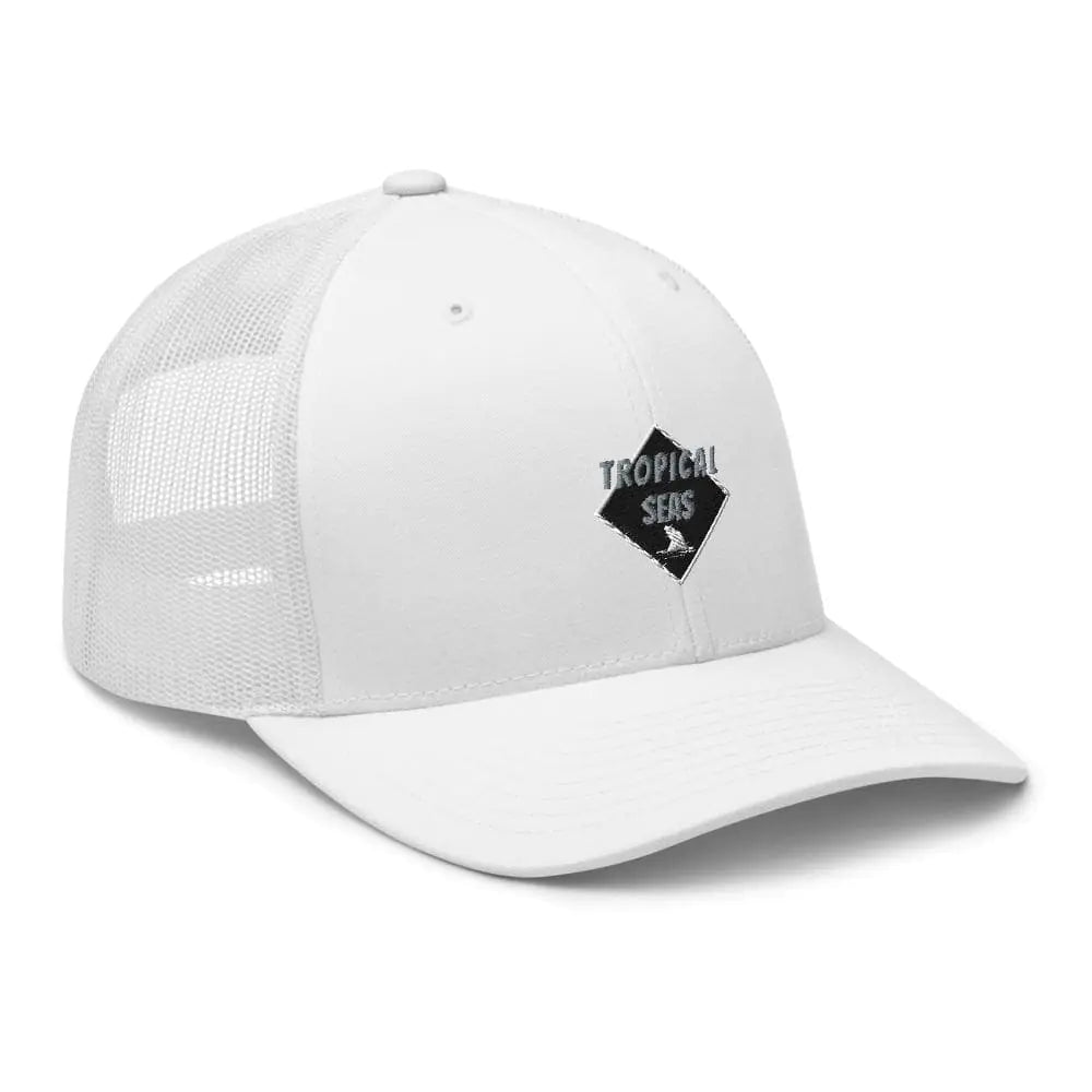 Tropical Seas Shark Fin Trucker Hat WEM Support (www.WEM.support)