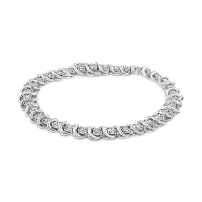 .925 Sterling Silver 1/3 Cttw Miracle-Set Diamond "S" Link Tennis Bracelet (I-J Color, I3 Clarity) - Size 7.25" WEM Support (www.WEM.support)