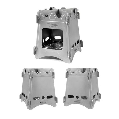 Ultraleichter Titan-Holzbrenner Campingkocher WEM Support (www.WEM.support)