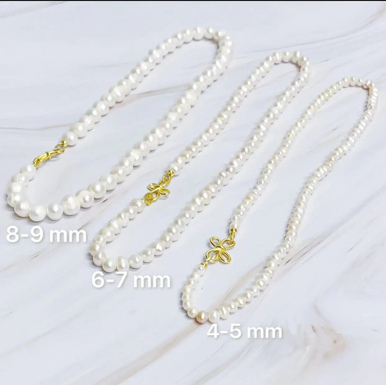 Clover Clasp Genuine Pearl Necklace WEM Support (www.WEM.support)