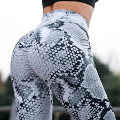 High Waist Snake Print Bum Scrunch Leggings WEM Support (www.WEM.support)