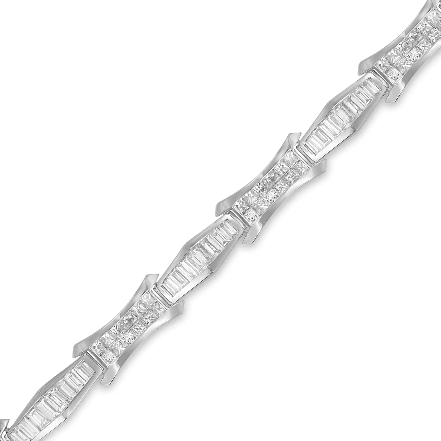 14K White Gold Baguette and Princess Cut Diamond Bracelet (8.09 cttw, H-I Color, SI1-SI2 Clarity) WEM Support (www.WEM.support)