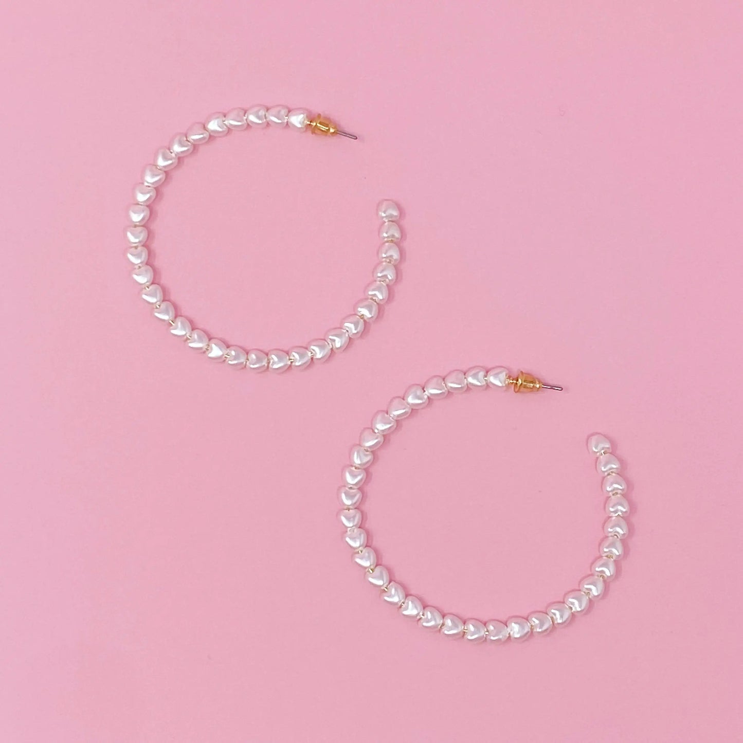 Heart Pearl Hoop Earrings WEM Support (www.WEM.support)