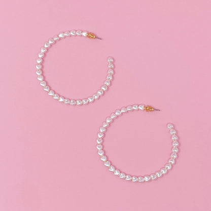 Heart Pearl Hoop Earrings WEM Support (www.WEM.support)
