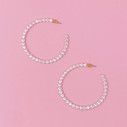 Heart Pearl Hoop Earrings WEM Support (www.WEM.support)