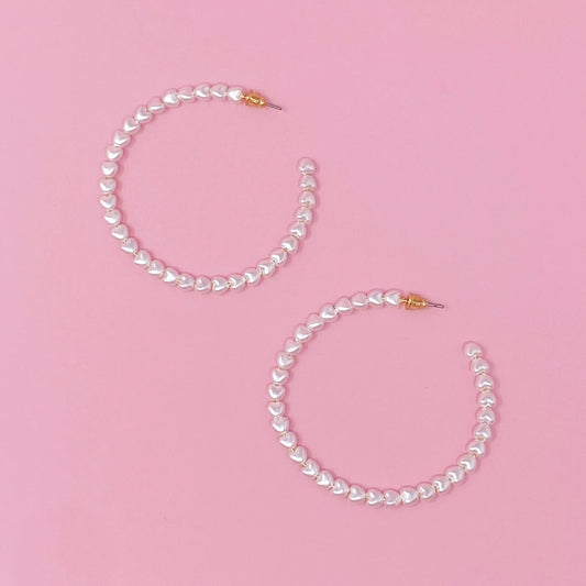 Heart Pearl Hoop Earrings WEM Support (www.WEM.support)