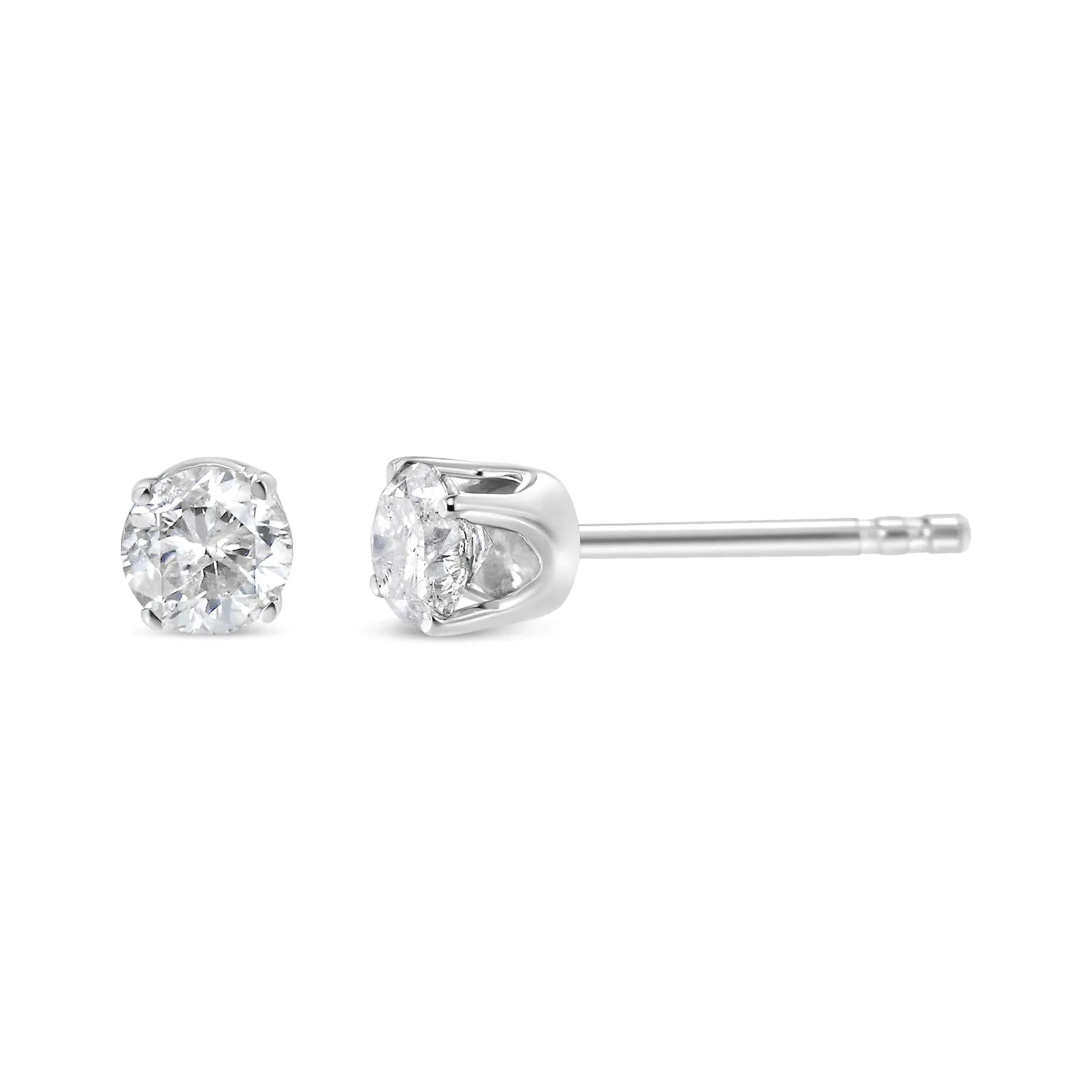 14K White Gold 1.0 Cttw 4-Prong Set Brilliant Round-Cut Solitaire Lab Grown Diamond Push Back Stud Earrings (E-F Color, VVS2-VS1 Clarity) WEM Support (www.WEM.support)