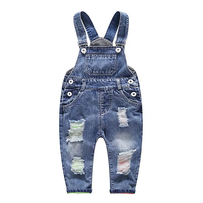 Kid's Simple Denim Suspender Pants