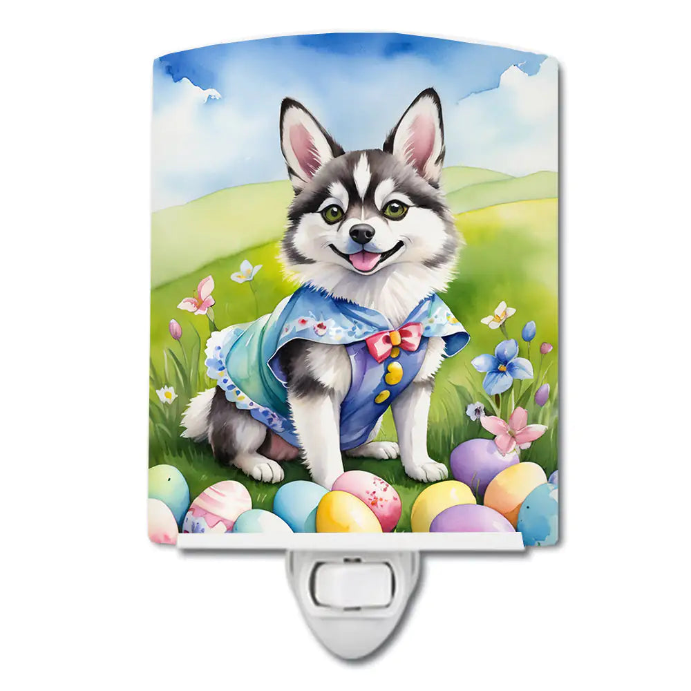 Alaskan Klee Kai Easter Egg Hunt Ceramic Night Light WEM Support (www.WEM.support)