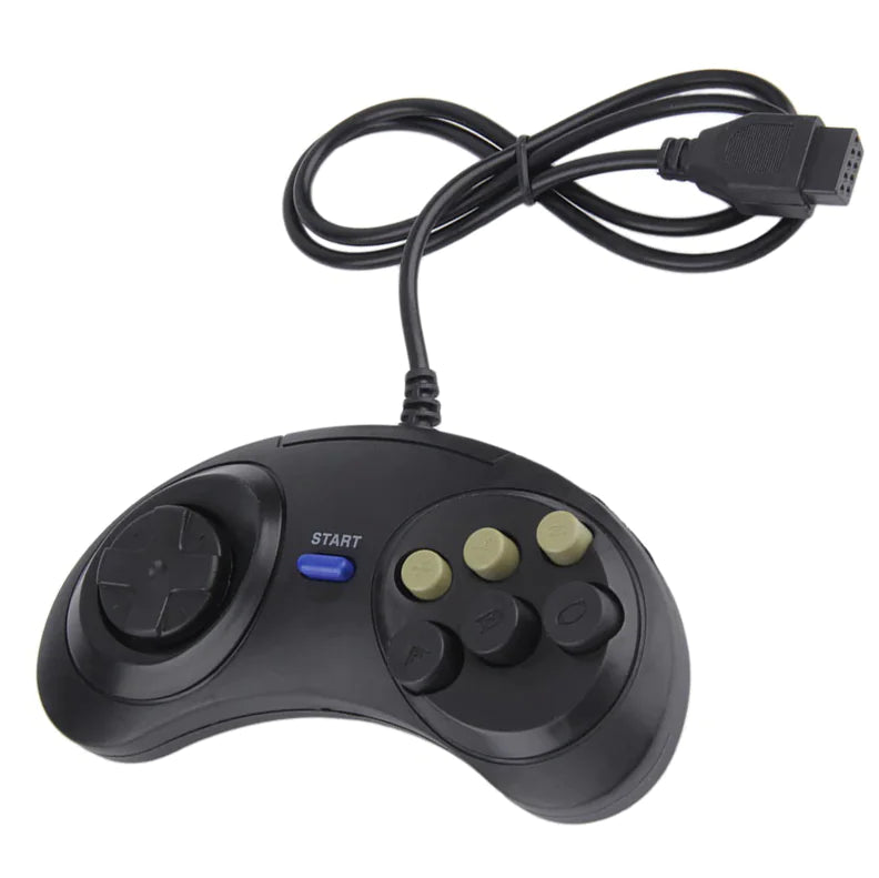 2X 6 Button Game Pad Controller For SEGA Genesis Black Old School Classic New WEM Support (www.WEM.support)